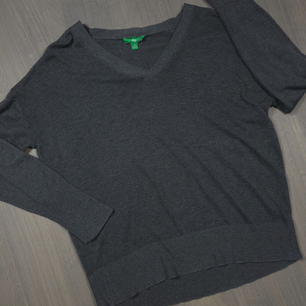 Dip Charcoal Gray V-Neck Sweater Size Medium